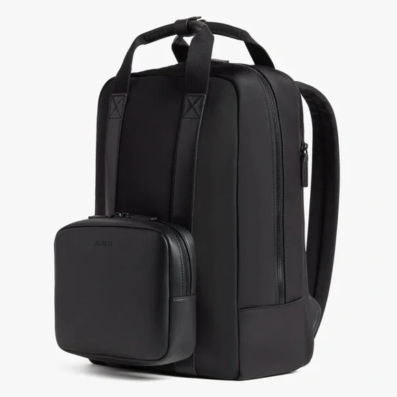 Monos Metro Backpack Travel Bag Duffel Black Nylon Vegan Leather Carry On Kit - Picture 3 of 16